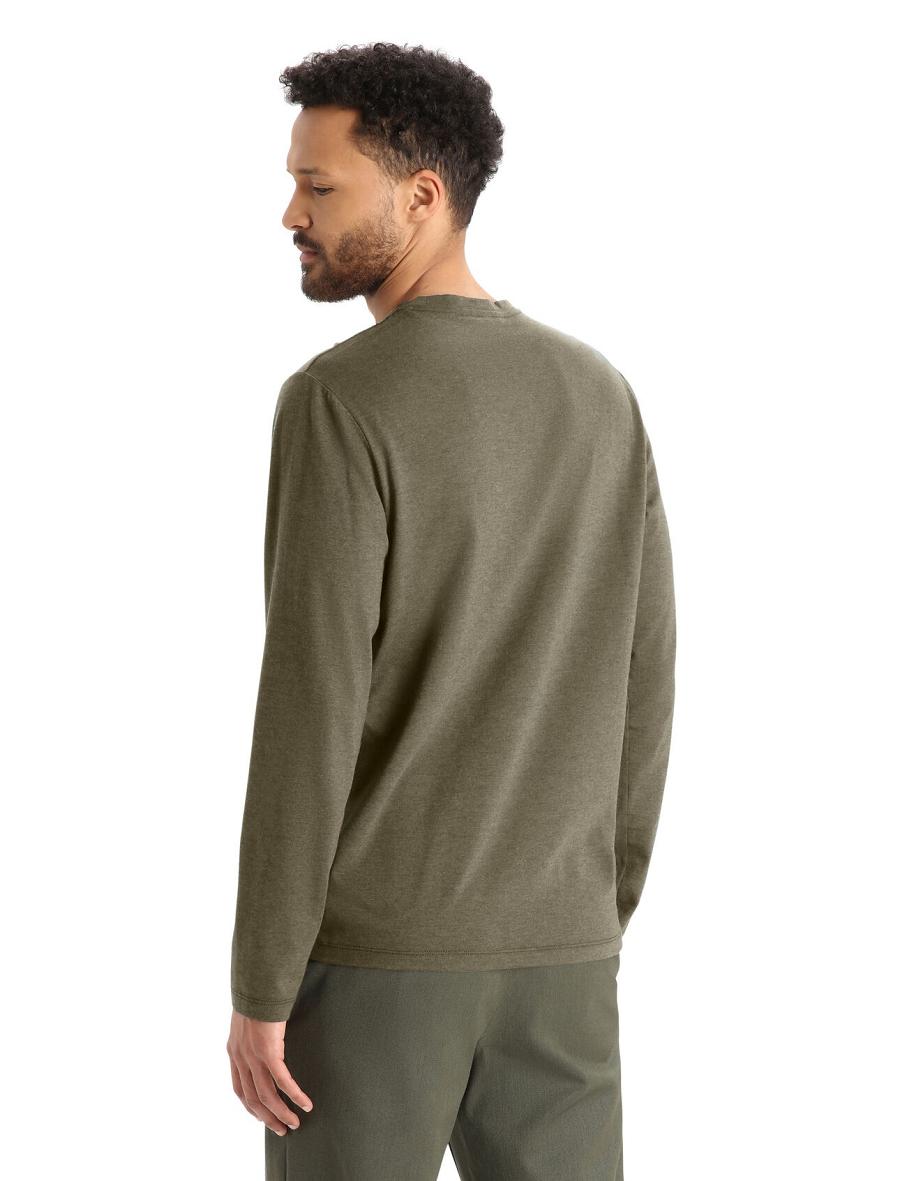 Long Sleeve Icebreaker Merino Central Classiche T-Shirt Canopy Camper Homme Vert Olive | FR 1225DFMN